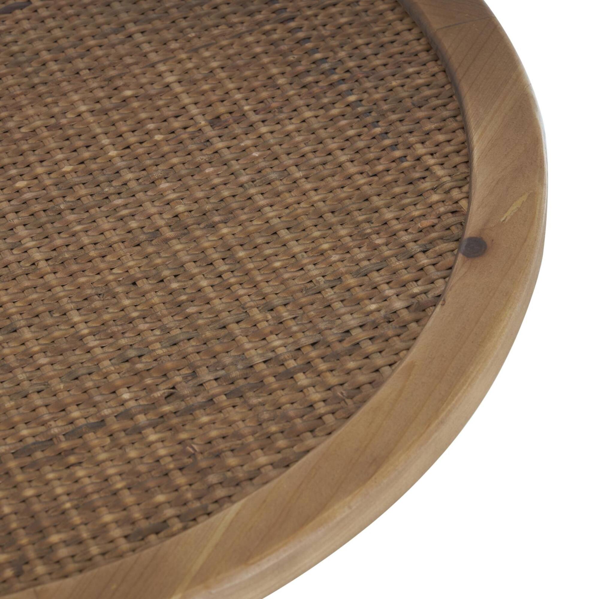 19.5" Black Metal & Rattan Accent Table